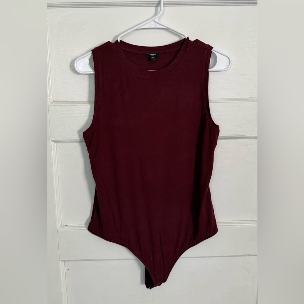 Express Burgundy Sleeveless Bodysuit